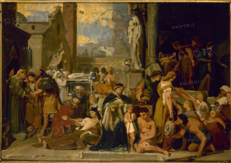 Esquisse pour l'église Sainte-Elisabeth : Les sept oeuvres de miséricorde, before 1848. Creator: Jean Louis Bezard.