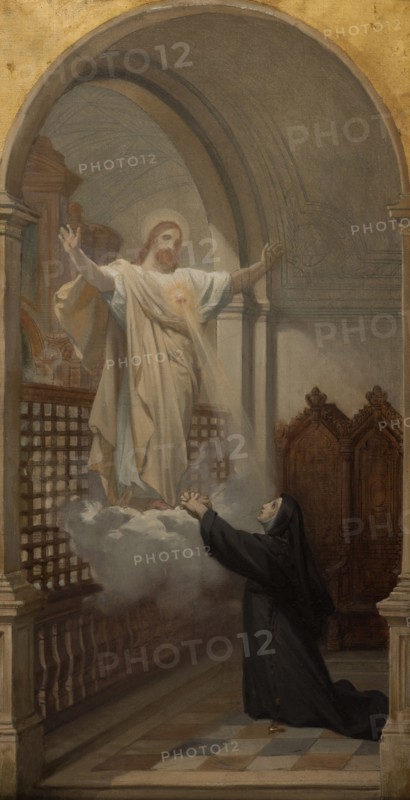 Esquisse pour l'église Saint-Louis-en-l'Ile : Vision de sainte Marie Alacocque, 1870. Creator: Jules-Joseph Dauban.