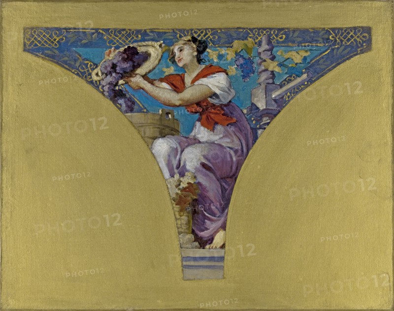 Esquisse pour la salle des Fêtes de l'Hôtel de Ville de Paris : La Bourgogne, 1891. Creator: François Emile Ehrmann.