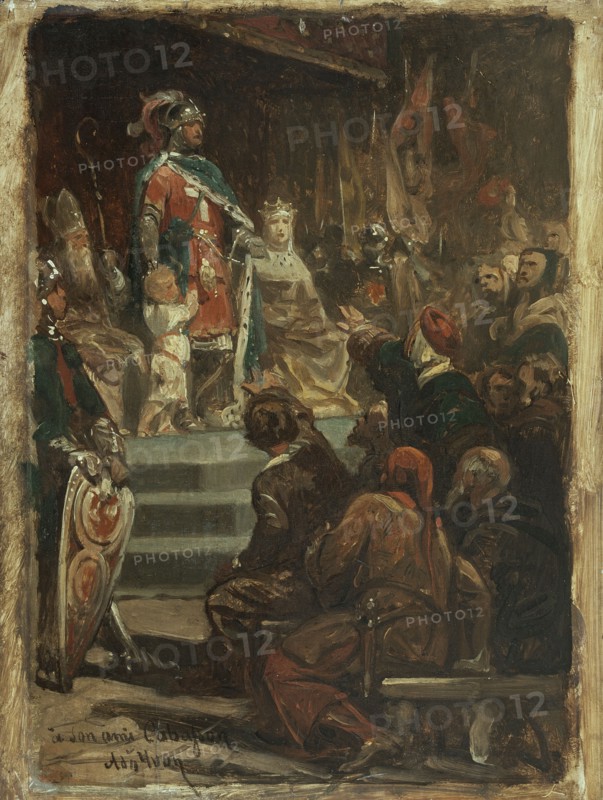 Sketch for the Hôtel de Ville, Paris : Philip II of France leaving for the Holy Land, c.1862. Creator: Adolphe Yvon.