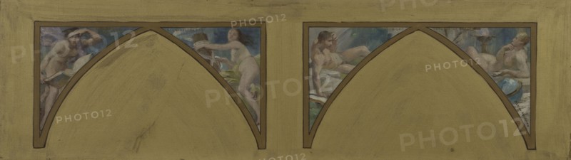 Esquisse pour l'Hôtel de Ville de Paris : Les oeuvres philosophiques de Voltaire..., c.1890. Creator: Albert Maignan.