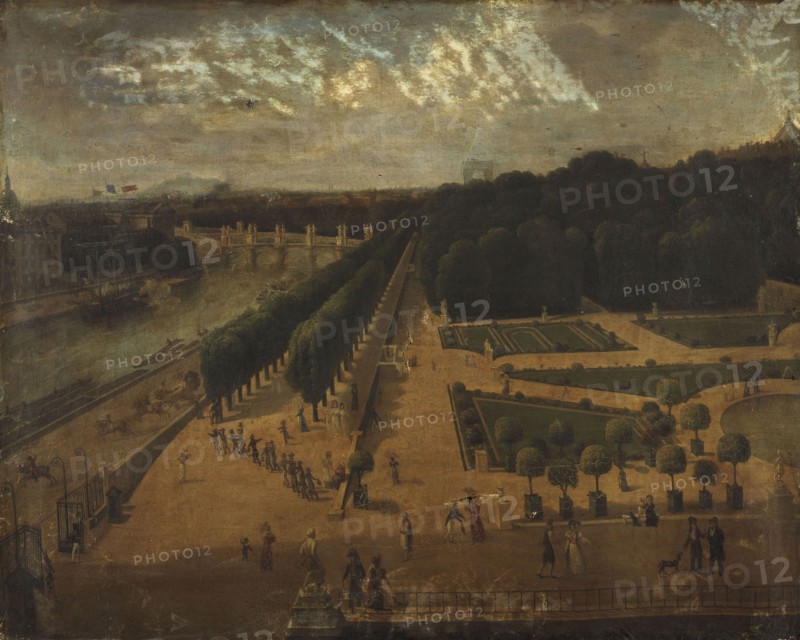 Tuileries Garden, seen from Pavillon de Flore, around 1830, current 1st arrondissement, c1825-1835. Creator: Unknown.
