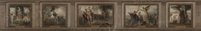 Esquisse pour la mairie du 16e arrondissement de Paris (salon en hémicycle) : L'enfance..., 1884. Creator: Emile Levy.