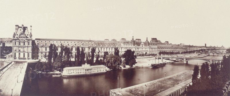 Panorama taken from the left bank towards quai des Tuileries, 1st arrondissement, Paris, c1862-1872. Creator: Unknown.