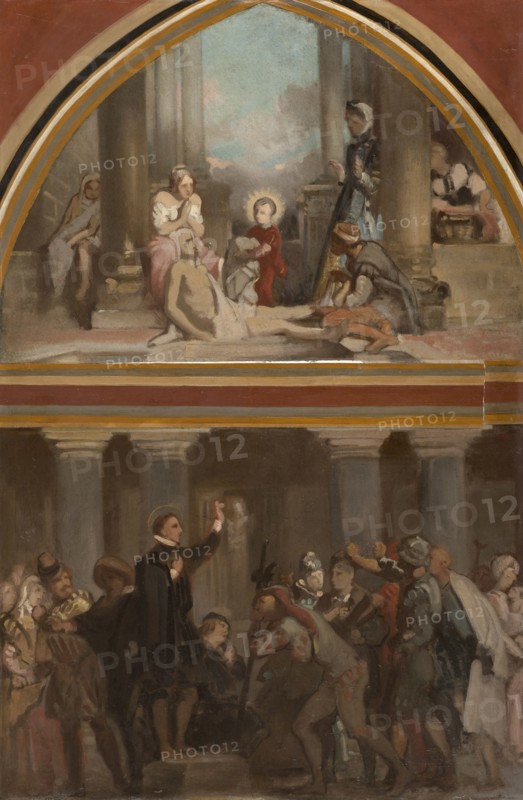Sketch for the church of Saint-Séverin: the childhood of St Francis de Sales..., c.1852. Creator: Victor-Louis Mottez.