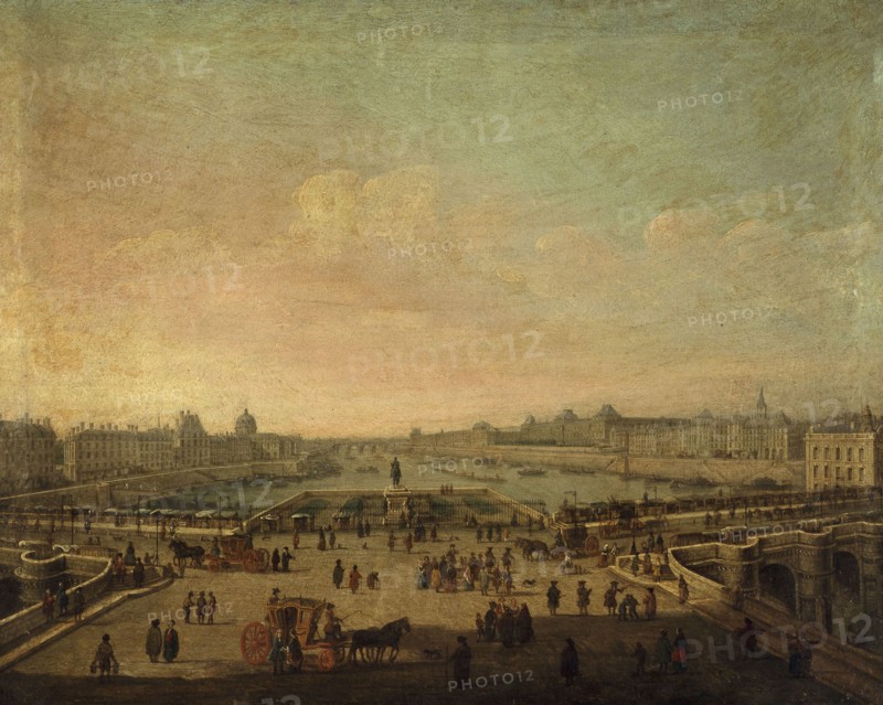 The Pont-Neuf, seen from entrance to Place Dauphine, around 1760, current 1st and 6th..., c1755-1765 Creator: Unknown.