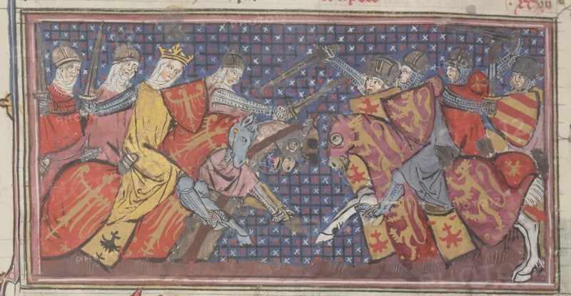 Amazons in battle. From Speculum historiale by Vincent de Beauvais, 1334. Creator: Maître de Fauvel (active 1314-1340).