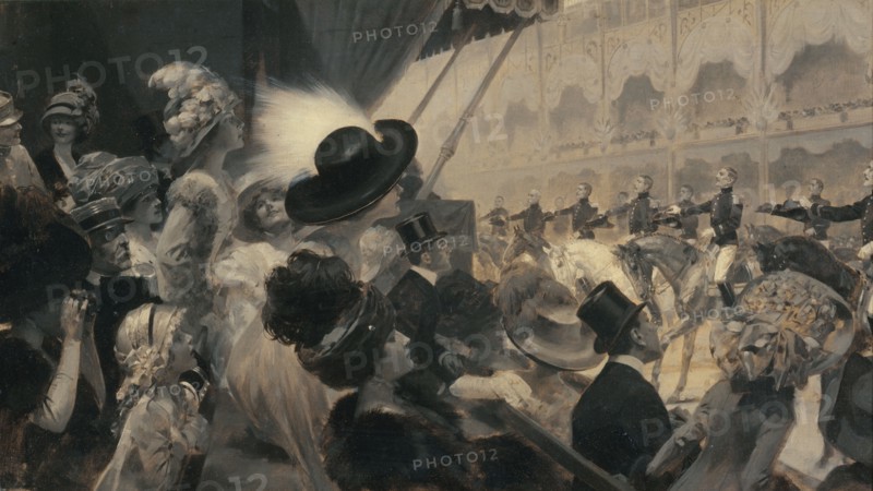 Carrousel au Grand-Palais, en 1910, ou "Une fête militaire de charité : le carrousel du..., 1910. Creator: Rene Lelong.