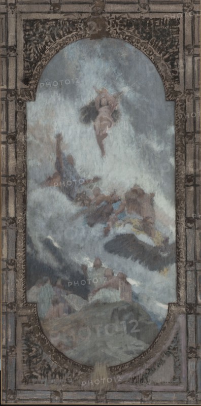 Esquisse pour le plafond du salon d'entrée Nord de l'Hôtel de Ville de Paris : la Nature..., 1892. Creator: Henri Bonis.