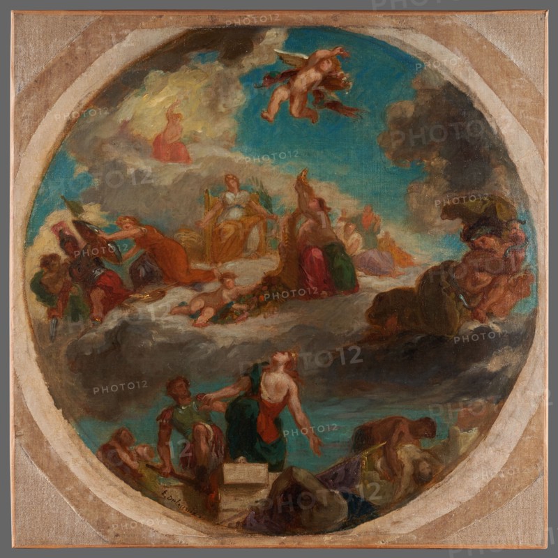 Esquisse pour le Salon de la Paix de l'Hôtel de Ville de Paris : La paix vient..., c.1852-1854. Creator: Pierre Andrieu.