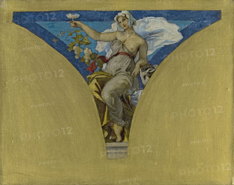 Sketch for the Salle des Fêtes de in the Hôtel de Ville, Paris : La Champagne, c.1891.  Creator: François Emile Ehrmann.