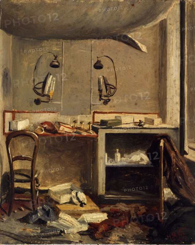 Une loge d'artiste à l'Opéra-Comique, après l'incendie du 15 mai 1887, place Boieldieu, 2ème.. Creator: Henri-Martin Vos.