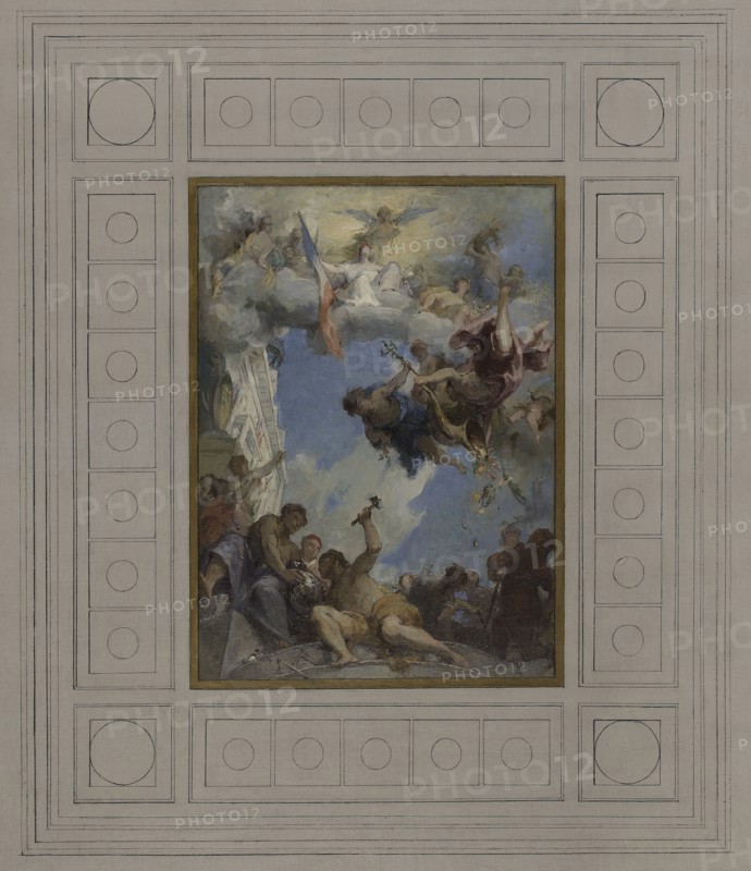 Esquisse pour l'escalier d'honneur de la mairie de Pantin : Le Travail sous l'égide..., 1886. Creator: Henri Leopold Levy.