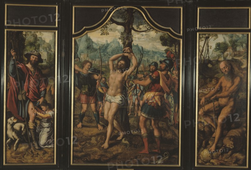 Triptych of the martyrdom of Saint Sebastian (central panel)..., between 1525 and 1566. Creator: Jan Sanders van Hemessen.
