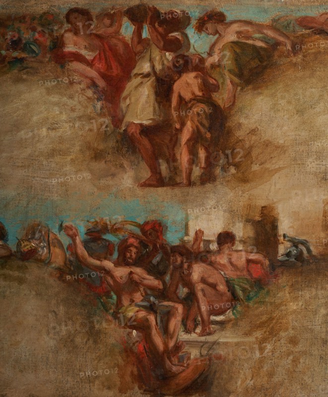 Esquisse pour le salon du Roi du Palais Bourbon - L'Agriculture. La Guerre, begins 1849 ends 1854. Creator: Pierre Andrieu.