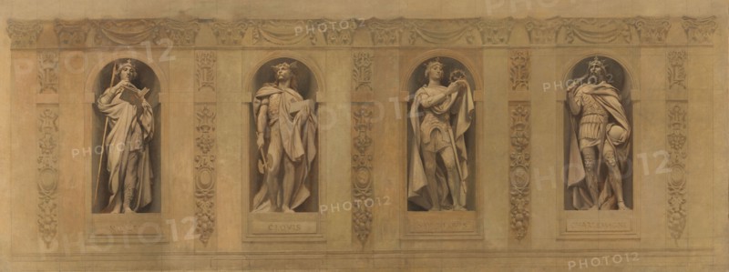 Esquisse pour l'église Saint-Paul-Saint-Louis : Robert le Pieux. Clovis. Saint Louis..., c.1873-1875 Creator: Joseph Blanc.