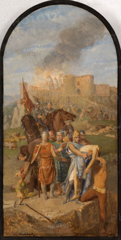 Esquisse pour l'église Saint-Sulpice : Saint Louis enterre les pestiférés à Damiette, c.1864 - 1870. Creator: Louis Matout.
