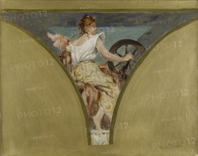 Sketch for the salle des fêtes in the Hôtel de Ville, Paris : Spinning, between 1889 and 1893. Creator: Jean Joseph Weerts.