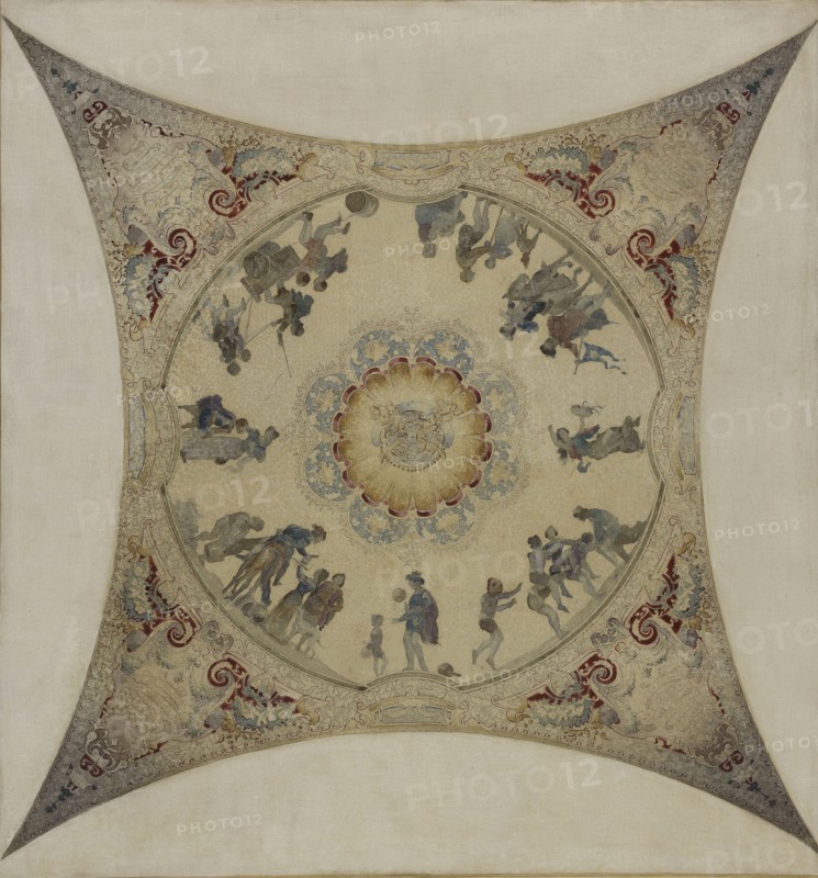 Esquisse pour la galerie Lobau de l'Hôtel de Ville : Scènes médiévales : jeux d'enfants..., 1890. Creator: Hector d' Espouy.