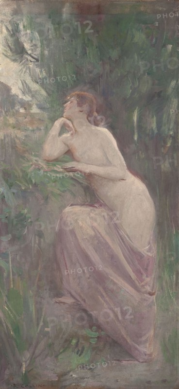 Esquisse pour le salon des Lettres de l'Hôtel de Ville de Paris : La Poésie, between 1890 and 1893. Creator: Raphael Collin.