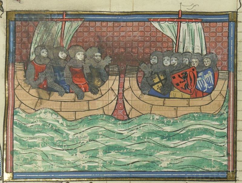 Crusader Fleet (From "Li rommans de Godefroy de Buillon et de Salehadin"), 1337. Creator: Maître de Fauvel (active 1314-1340).