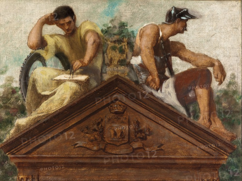 Esquisse pour la salle des mariages de la mairie du 13ème arrondissement : Vertus civiques., 1878. Creator: Gustave Boulanger.