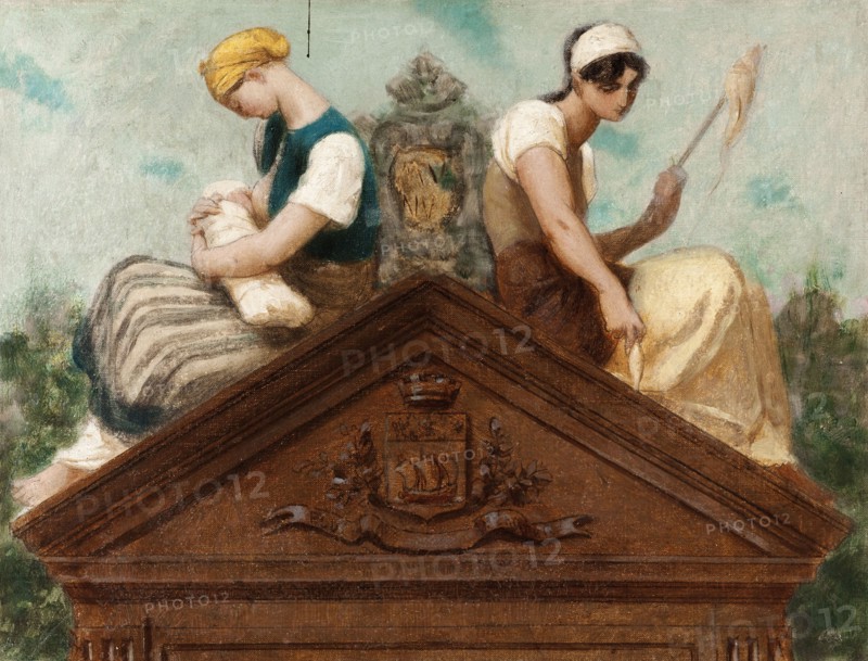 Esquisse pour la salle des mariages de la mairie du 13ème arrondissement : Vertus civiques., 1878. Creator: Gustave Boulanger.