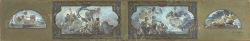 Esquisse pour la galerie Lobau de l'Hôtel de Ville de Paris : Vertus républicaines..., 1890. Creator: Henry Jean Louis Boureau.