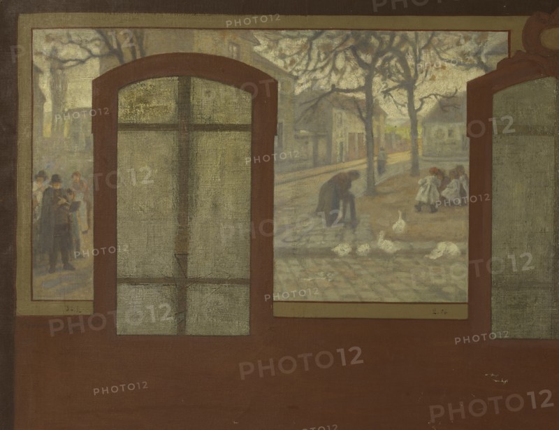 Esquisse pour la mairie de Fresnes : Sur le plateau, Une place de Fresnes. Les carrières..., 1905. Creator: Jean Joseph Enders.
