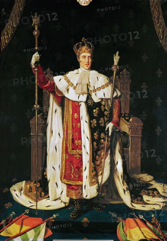 Portrait of King Charles X of France (1757-1836) in Anointment Robe, 1829. Creator: Ingres, Jean Auguste Dominique (1780-1867).