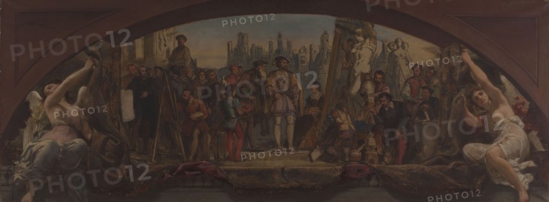 Sketch for the Denon pavilion at the Louvre: the four artistic ages of France..., c.1864. Creator: Charles Louis Lucien Muller.