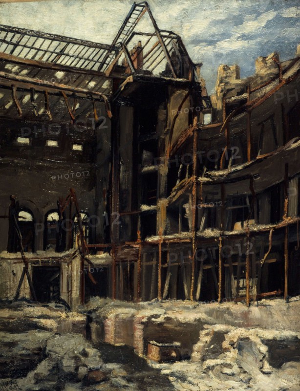 Vue intérieure de l'Opéra-Comique, depuis la scène, après l'incendie du 15 mai 1887, place Boieldieu Creator: Henri-Martin Vos.