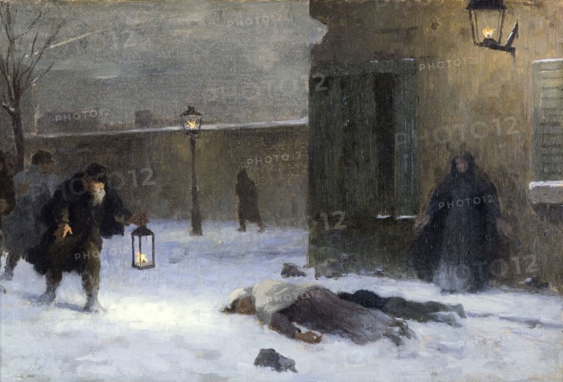 Esquisse pour le cabinet du préfet à l'Hôtel de Ville : La recherche des blessés durant..., 1889. Creator: Paul Albert Baudouin.