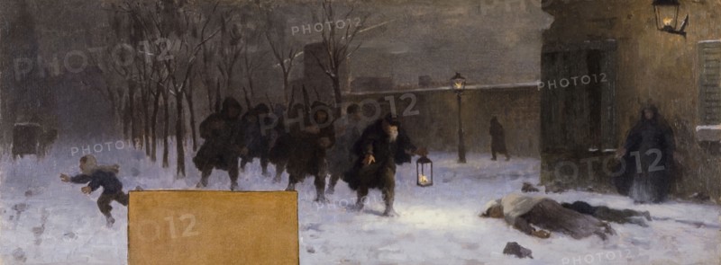 Esquisse pour le cabinet du préfet à l'Hôtel de Ville : La recherche des blessés durant..., 1889. Creator: Paul Albert Baudouin.