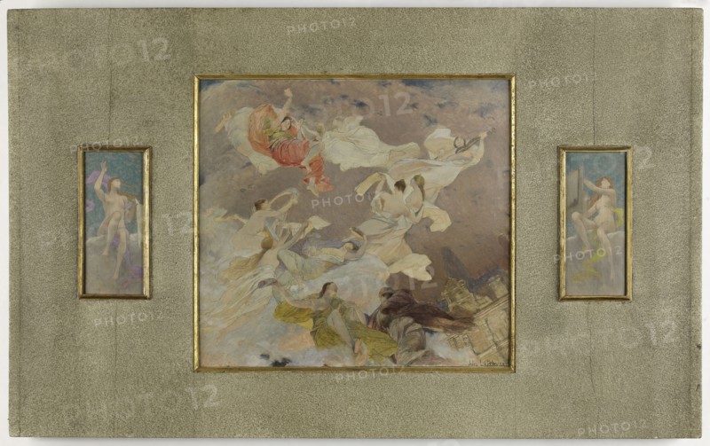 Esquisse pour le salon des Lettres de l'Hôtel de Ville de Paris : L'Inspiration..., c.1891-1896. Creator: Jules-Joseph Lefebvre.