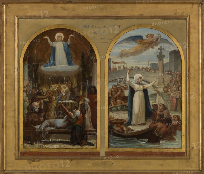 Esquisse pour l'église de La Trinité : Les Malheureux et les pauvres implorent sainte..., c.1873. Creator: Felix Joseph Barrias.