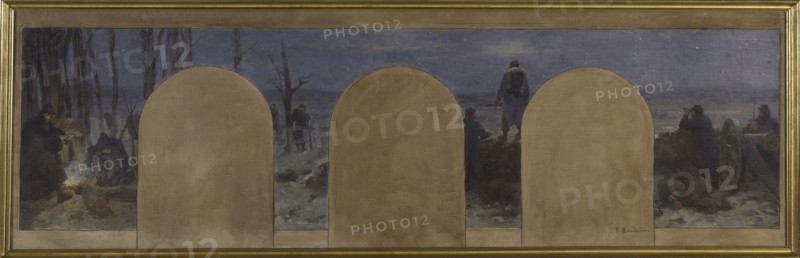 Esquisse pour le cabinet du Préfet de l'Hôtel de Ville : La défense extérieure durant le..., 1889. Creator: Paul Albert Baudouin.