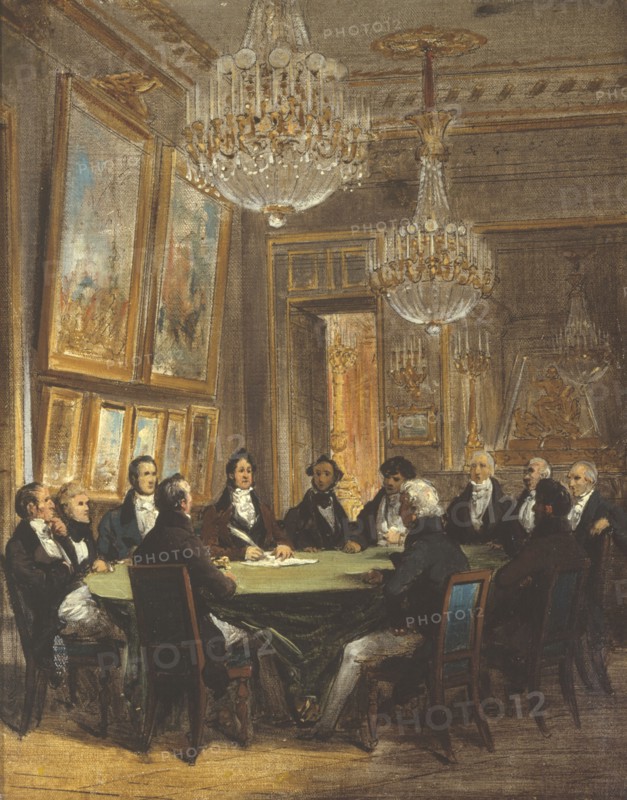 Le duc d'Orléans signant la proclamation de la lieutenance générale du royaume, le 31 juillet 1830. Creator: Joseph-Desire Court.