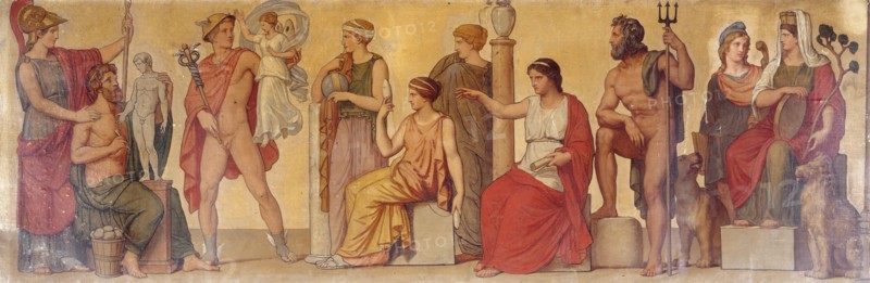 Prométhée modelant le premier homme, composition provenant de l'atrium de la maison..., c1860. Creator: Sebastien-Melchior Cornu.