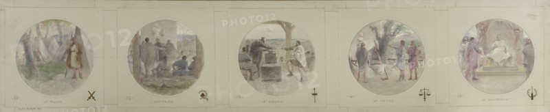 Esquisse pour la galerie Lobau de l'Hôtel de Ville de Paris : La Milice. L'Assemblée..., 1890. Creator: Jean Pierre Victor Mazies.