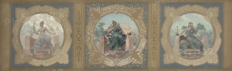 Esquisse pour la galerie Lobau de l'Hôtel de Ville de Paris : La Paix. La Littérature..., 1890. Creator: Henry Jean Louis Boureau.