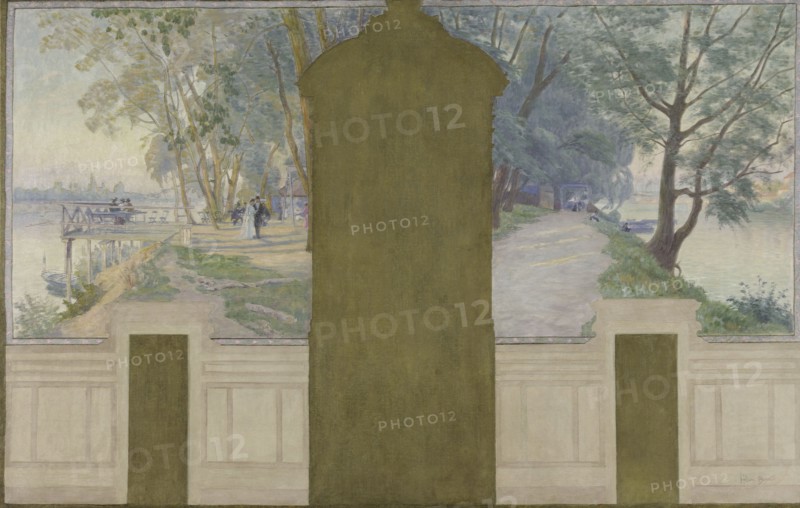 Esquisse pour la salle des mariages de la mairie d'Asnières : Paysages. La Seine..., c.1900. Creator: Henri Marius-Camille Bouvet.