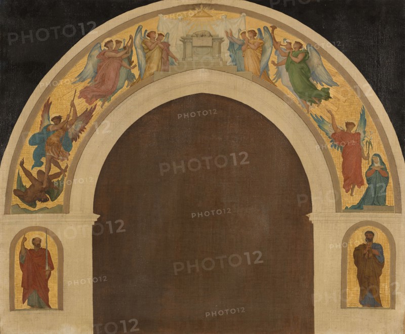 Esquisse pour l'église de la Trinité : L'Agneau pascal. Groupe d'anges adorateurs..., c.1864. Creator: Armand Felix Marie Jobbe-Duval.