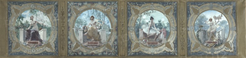Esquisse pour la galerie Lobau de l'Hôtel de Ville de Paris : La Poésie. La Joie. La Danse..., 1890. Creator: Henry Jean Louis Boureau.