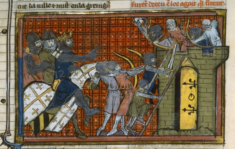 The Siege of Artah in 1097 (From "Li rommans de Godefroy de Buillon et de Salehadin"), 1337. Creator: Maître de Fauvel (active 1314-1340).