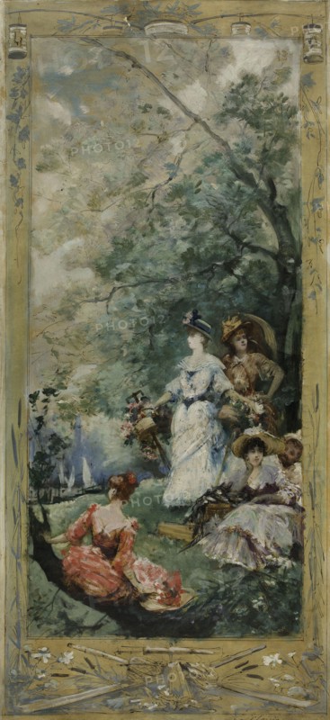 Esquisse pour la galerie Lobau de l'Hôtel de Ville de Paris : Fête champêtre aux environs...,c.1891. Creator: Georges Jules Victor Clairin.
