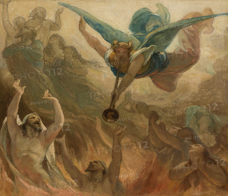 Esquisse pour l'église Saint-Gervais : La Vierge intercédant près de Jésus pour les..., c.1869-1871. Creator: Armand Felix Marie Jobbe-Duval.