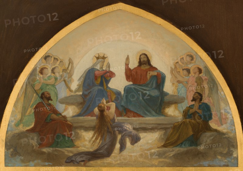 Esquisse pour l'église Saint-Gervais : La Vierge intercédant près de Jésus pour les..., c.1869-1871. Creator: Armand Felix Marie Jobbe-Duval.