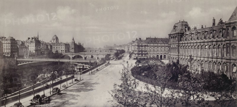 Le quai Pelletier et l'Hôtel de Ville (vue prise du quai de la Grève), 4ème arrondiss...c1845-1885. Creators: Frederic Martens, Goupil and Co.