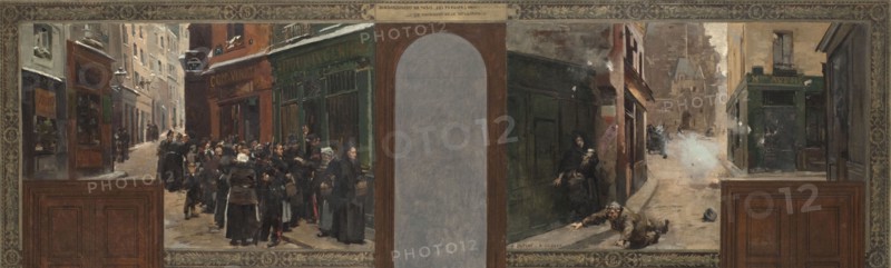 Esquisse pour le cabinet du Préfet à l'Hôtel de Ville de Paris : Le bombardement de..., 1889. Creators: René Joseph Gilbert, Henri-Louis Dupray.